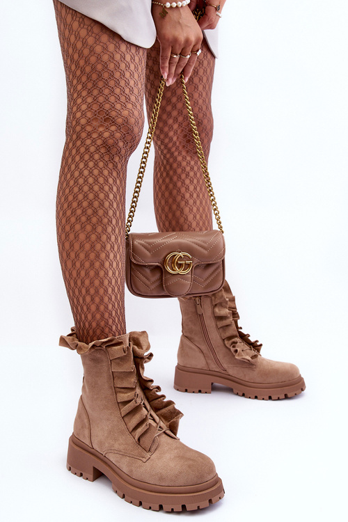 Sumere Izolované topánky s plochými podpätkami béžová zložka