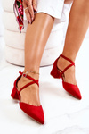 Dámské Lodičky Na Podpatku Semišové červené Cosmo