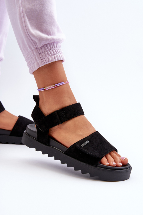 Dámské Semišové Sandály Na Platformě Big Star NN274700 Černé