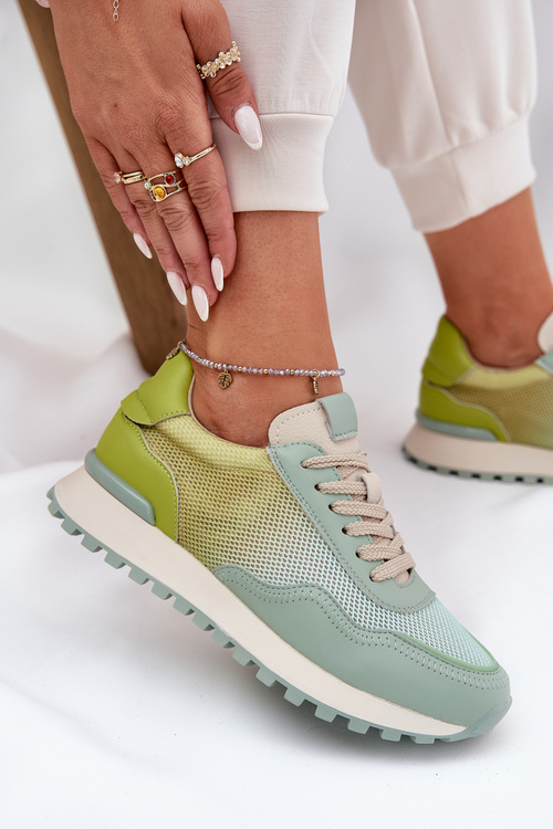 Kožené Sportovní Boty S Síťovinou Dámské Vinceza 66775 Zelené