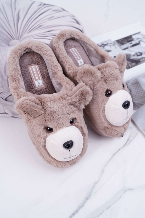 Dámské pantofle s kožešinou medvěd hnědé Bear