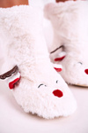 Vánoční Teple Pantofle Se Sobem Kožíšek Bílé Rudolph