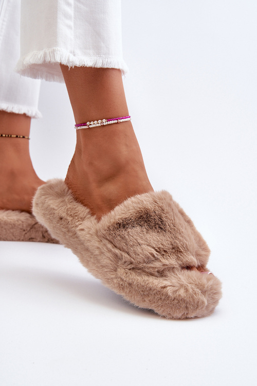Dámské plyšové pantofle béžové Stepia