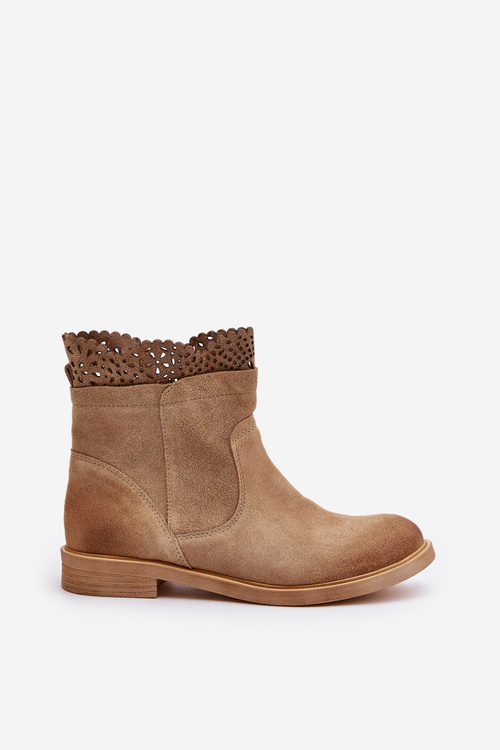 Nízke Dámske Čižmy Na Plochom Opätku Semišové Lewski 3624 Béžové