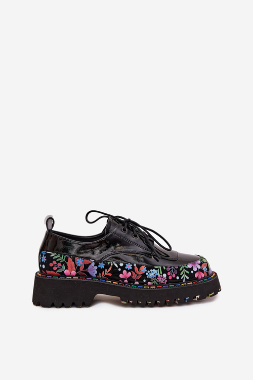 Lakované poltopánky z pravé kože s vzorom Artiker 57C0174 Čierne