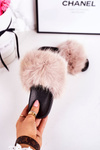 Dětské Pantofle S Kožešinou Béžové Fashionista