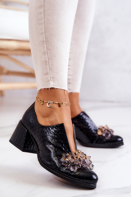 Kožený Brogues Krokodýl Vzor S Ornamentem černe Delaver