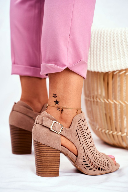 Dámské Jarní Boty Na Podpatku Semišové Béžové Beyond Us