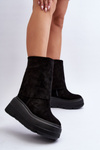 Suede Boots na čiernej platforme Maciejka 05319-01