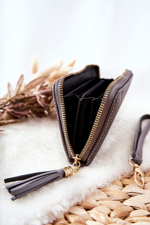 Velká Prošívaná Peněženka s Popruhem Šedý