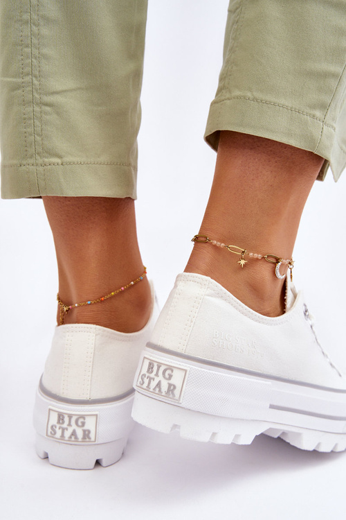 Materiálne tenisky na bielej platforme Big Star LL274150