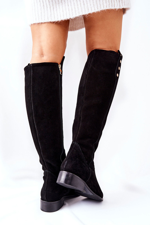 Semišové Kozačky Lewski 2840 černé