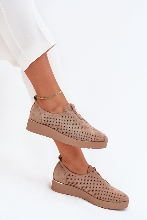 Dámske Poltopánky Na Platforme Z Eko Semišu Tmavobéžové Aviara