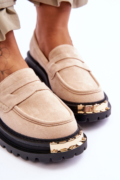 Klasické semišové mokasíny s dekoráciou béžový monaro