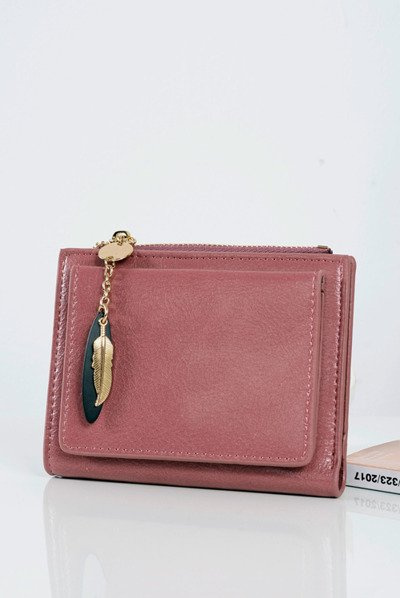 Dámska peňaženka ružové portmonette zlaté perie