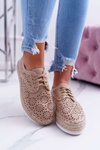 Ženské espadrilles čipky -up semišové béžové myshoes