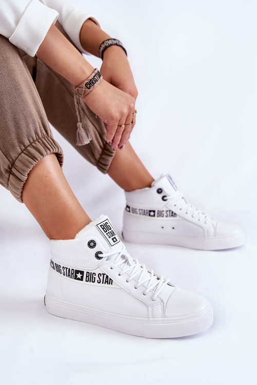 Dámské Vysoké Kozene Tenisky Big Star EE274356 Bílé