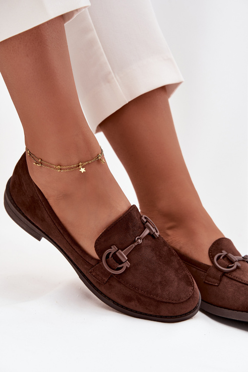 Dámske mokasíny s ozdobným detailom eco semiš čokoládové Ambria