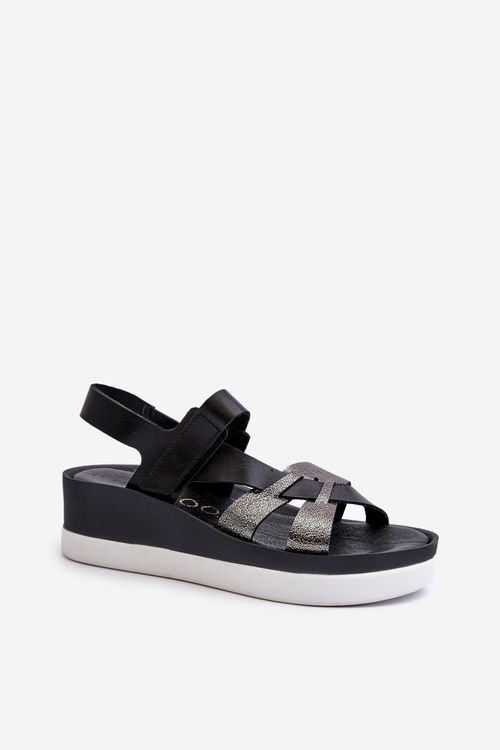 Zazoo 40397 Dámske Kožené Sandále na Platforme Čierne