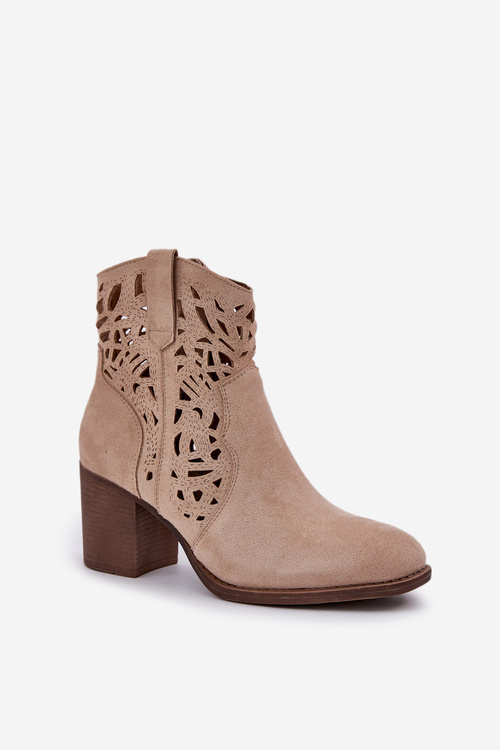 Děrované Boty Na Podpatku Béžové Nurissa