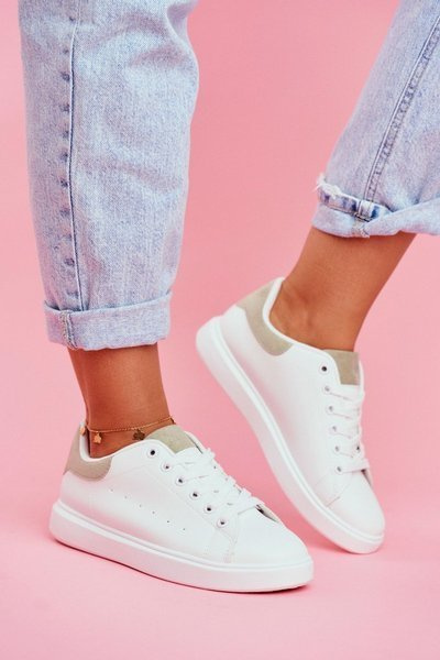 Dámske športové biele topánky so zelenou pätou Milly