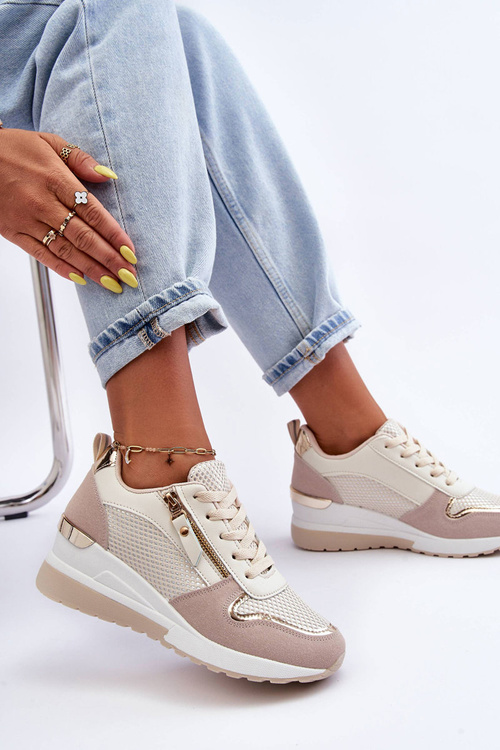 Dámské sneakersy na koturnu béžovo-bílé Sivan