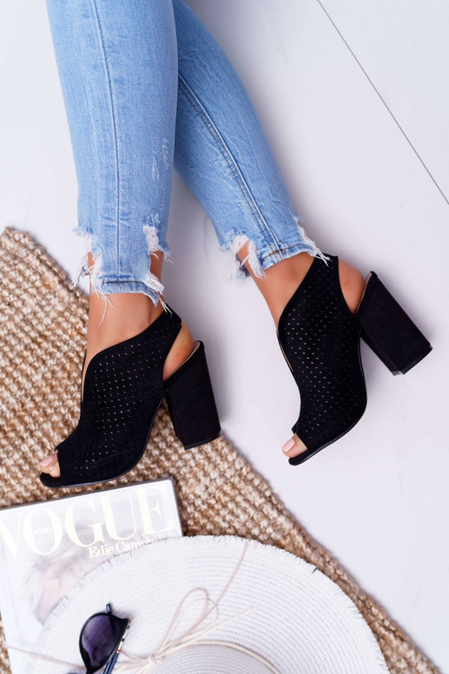 Dámske sandále na post Peep Toe Black Nevienna Post