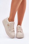 Děrované tenisky se zlatým detailem béžové Cassildi