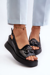 Dámské sandály na platformě a klínové boty s ozdobou černé Janesca