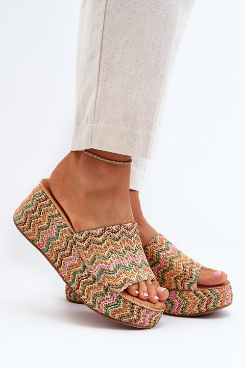 Dámské žabky na podpatku béžové Vanarila