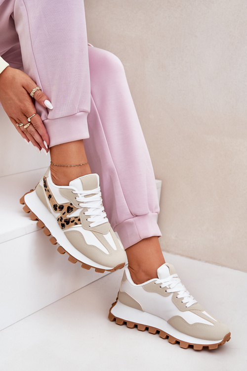 Tenisky Sportovní Boty Dámské Leopardí Béžové Kalelia