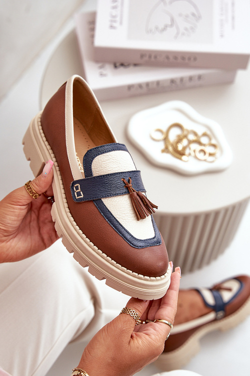 Kožené dámské mokasíny hnědé Laura Messi 2835