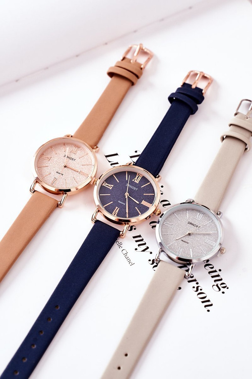 Sledujte kožený remienok bez Nickel Ernest Navy Blue