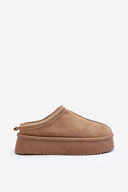 Pantofle na tlusté podešvi z eko semiše Bežové Sylva