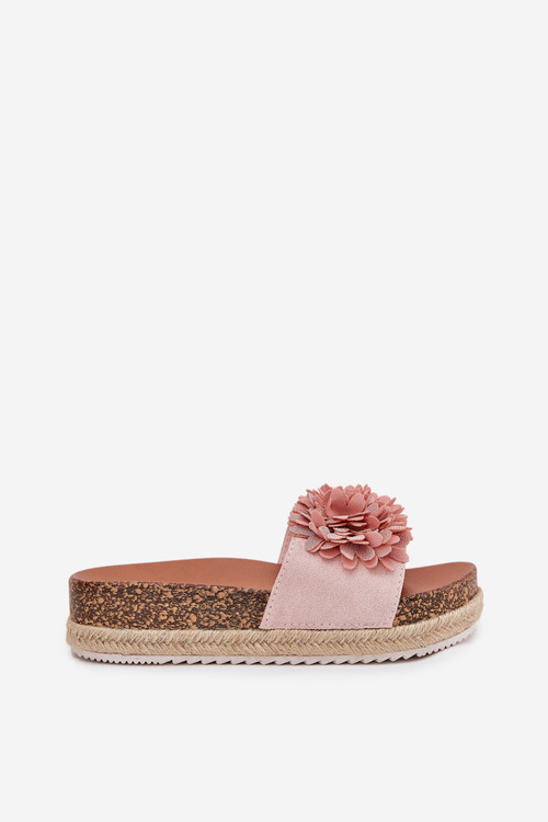 Dámské Sandály Na Platformě S Ozdobnými Květinami Růžové Tessara