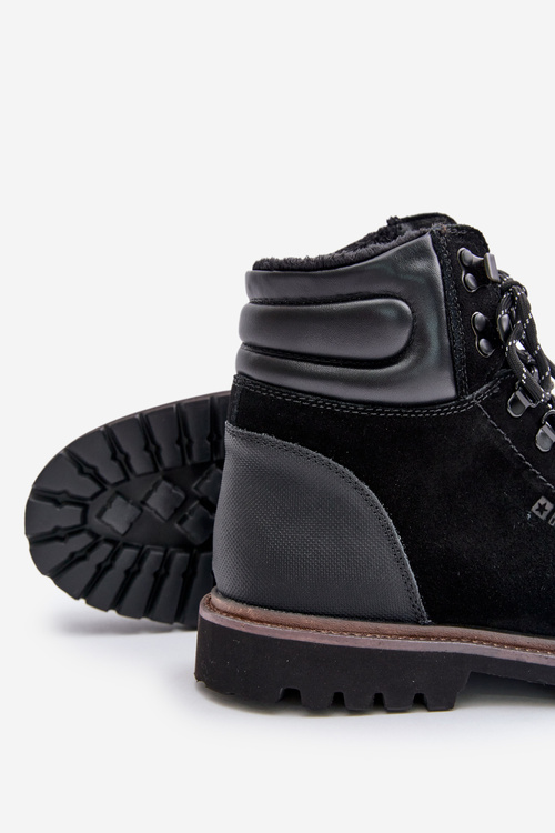 Semišové Zateplené Boty Třpytky Pánské Big Star OO174643 Černé