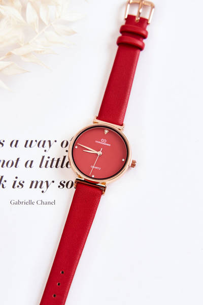 Dámske klasické hodinky na koženom opasku Giorgio a Dario Red