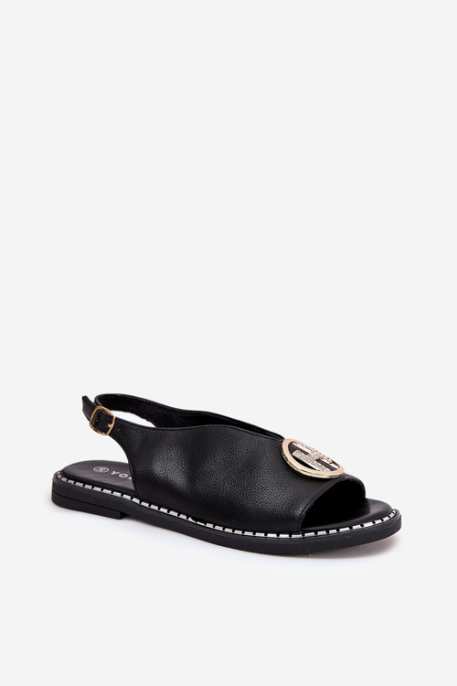 Ploché Elegantní Sandály S Dekorací Černé Iseliria