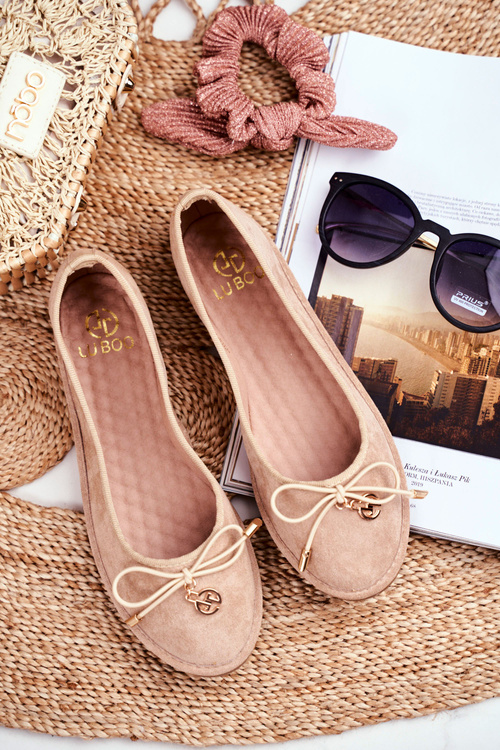 Ženské baleríny lu boo beige lawla semiš