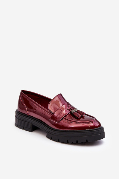 Lakované Loafersy s Fringe Bordó Velenase