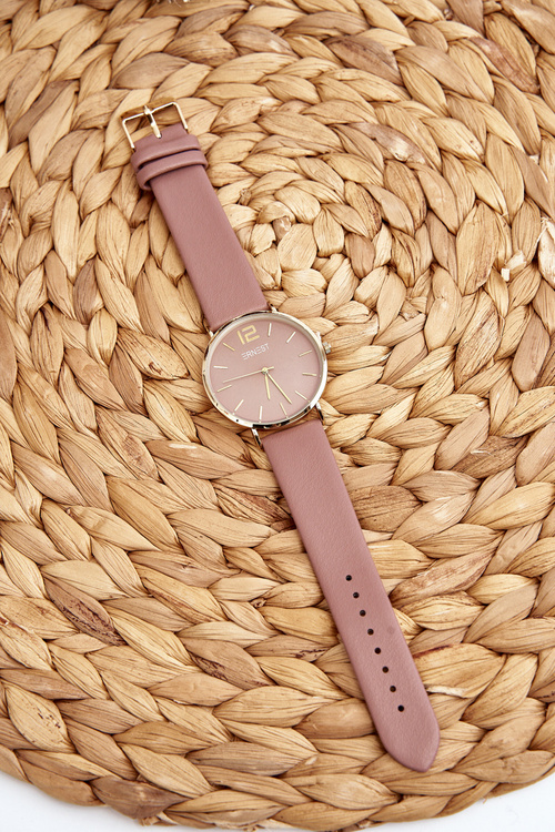 Dámske hodinky na koženom remienku Ernest E62001MD Pink