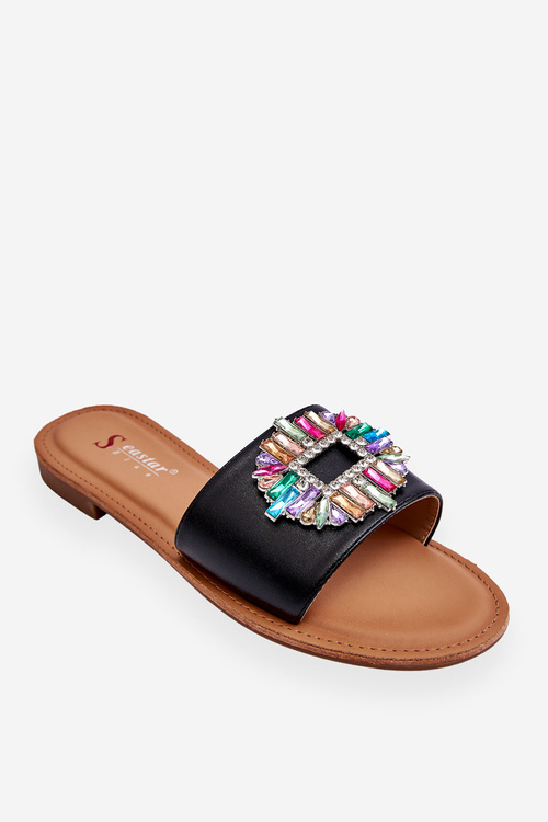 Dámsky módny flip -flops s dekoráciou Black Halsey