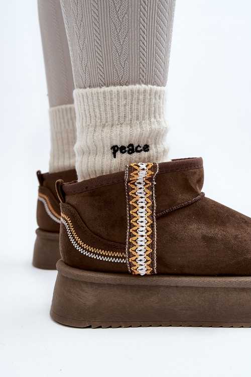 Sněhule na platformě se vzorem tmavě zelené Udra