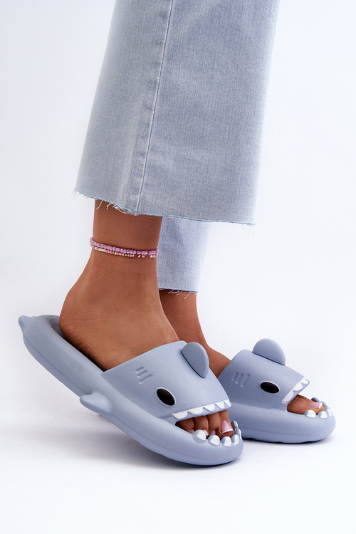 Dámske ľahké peny papuče s motívom žraloka modré Kasila