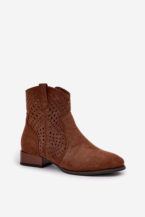 Dámské Botky S Výřezem Na Nízkém Podpatku Hnědé Neliawen