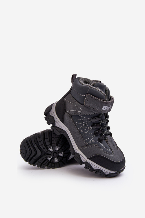 Dětské vyšívané boty s vyplněním vlny šedé Ehas