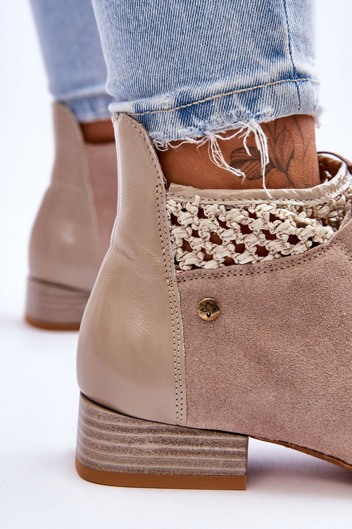 Kožené šnurovacie topánky Maciejka 05953-04 béžová
