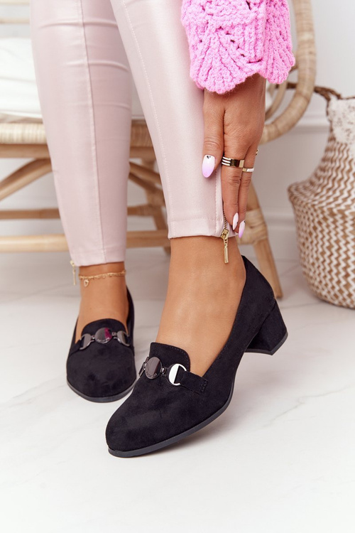 Semišové Polobotky Na Podpatcích Sergio Leone PB148 Černé