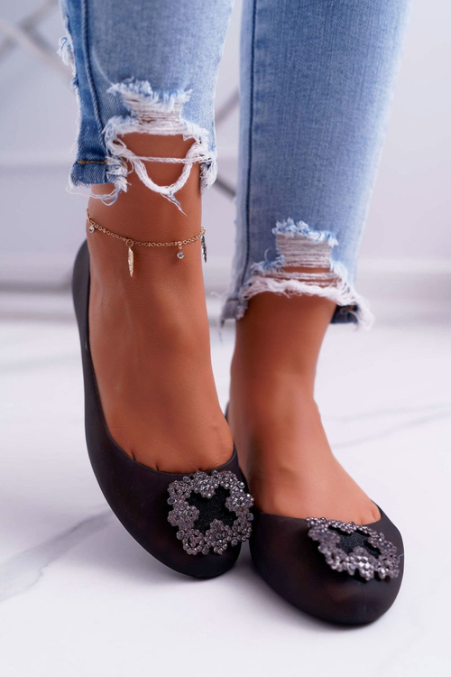 Lu Boo | Černé gumové baleríny Meliski Zircons Palita