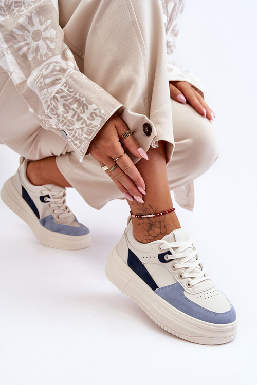 Dámské sportovní boty na masivní platformě bílo-modré Gemma